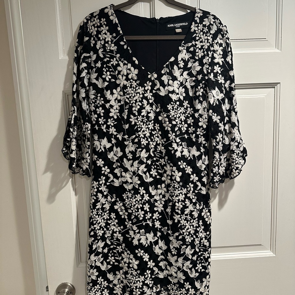 Karl Lagerfeld Black and White Floral Dress